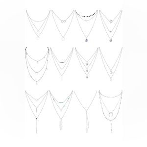12 PCS Gold Plated Layered Necklace Set